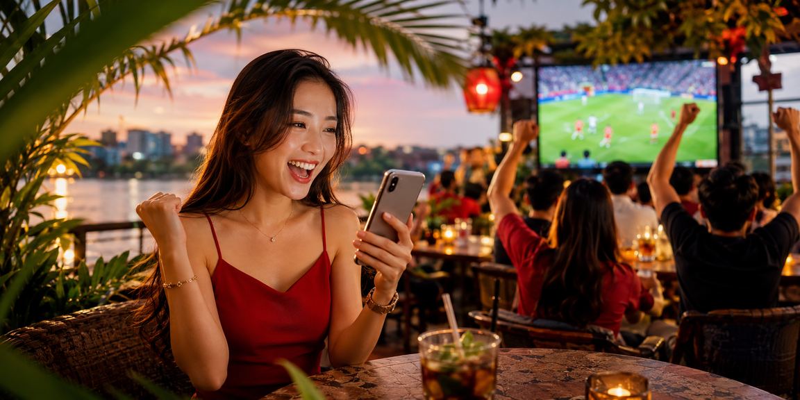 Người dùng Hà Nội quản lý tài khoản VIP qua ứng dụng khi uống cà phê
